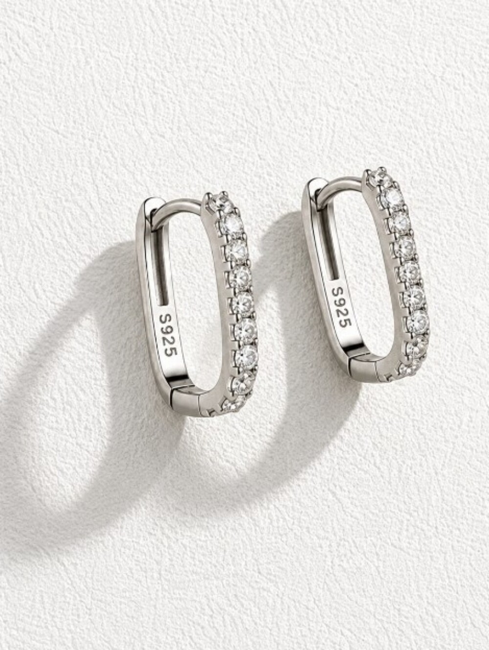 Sterling Silver Diamond Hoop Huggie Earrings